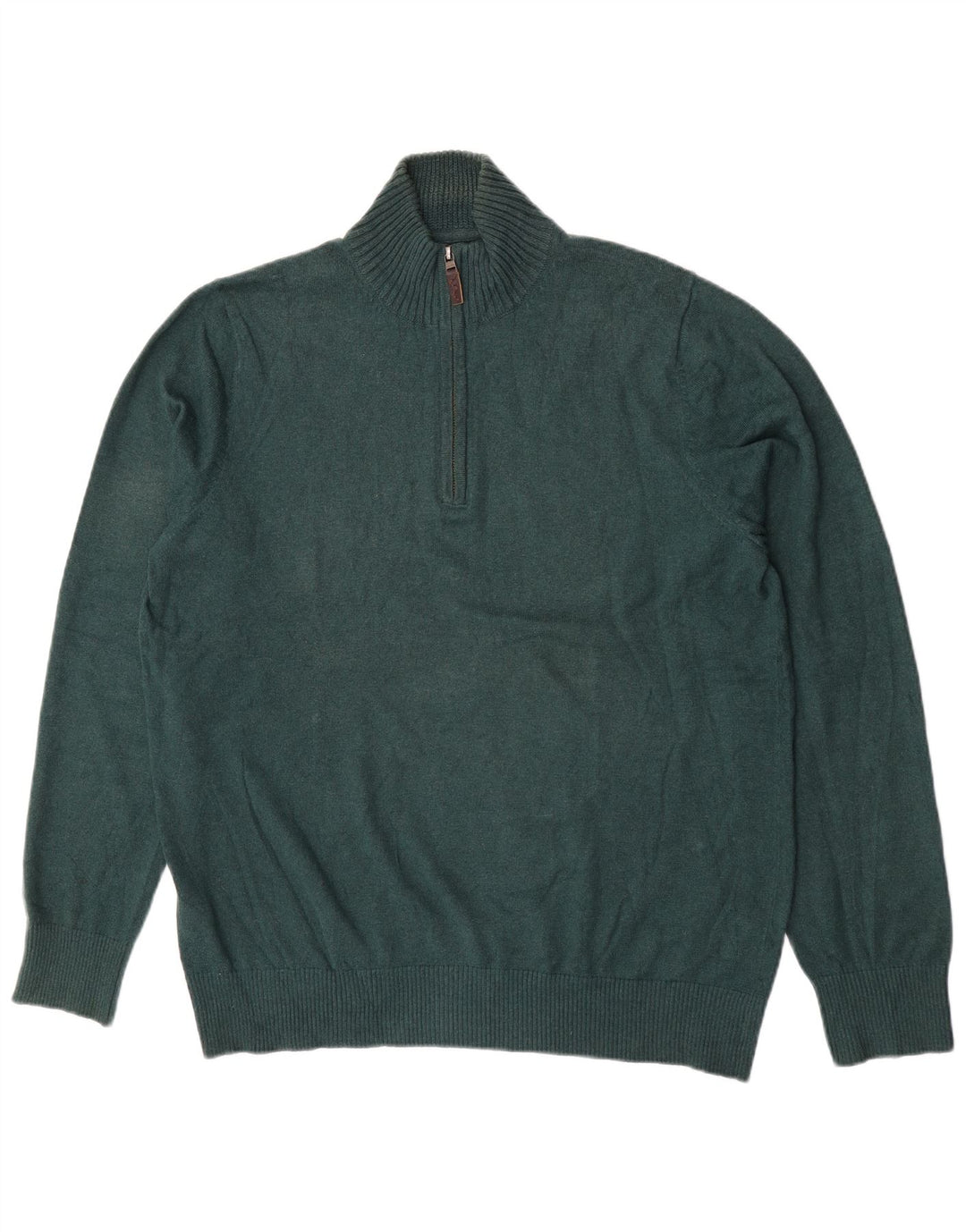 Eddie Bauer Herre høj lynlås-hals sweater stor grøn bomuld