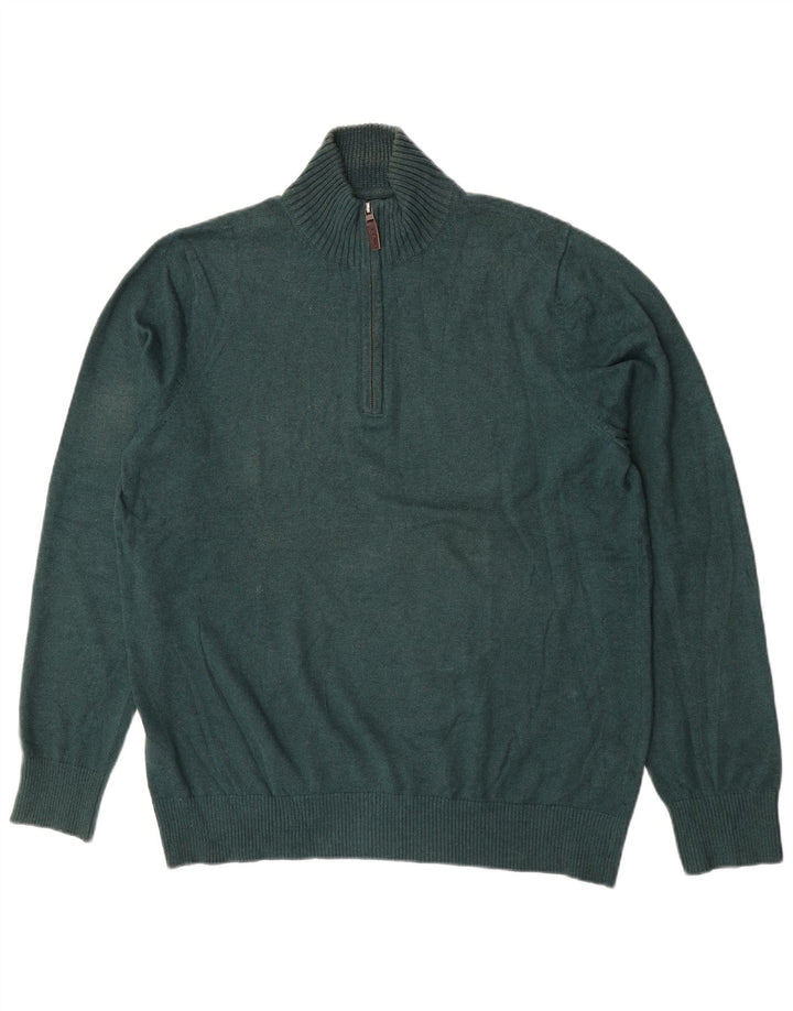 Eddie Bauer Herre høj lynlås-hals sweater stor grøn bomuld