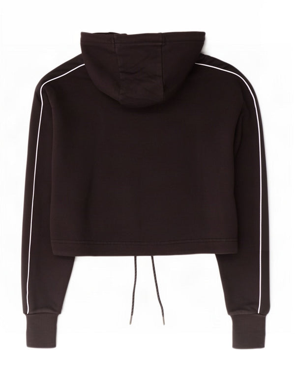 Ellesse Womens Oversized Crop Graphic Hoodie Jumper UK 4 XS Sort