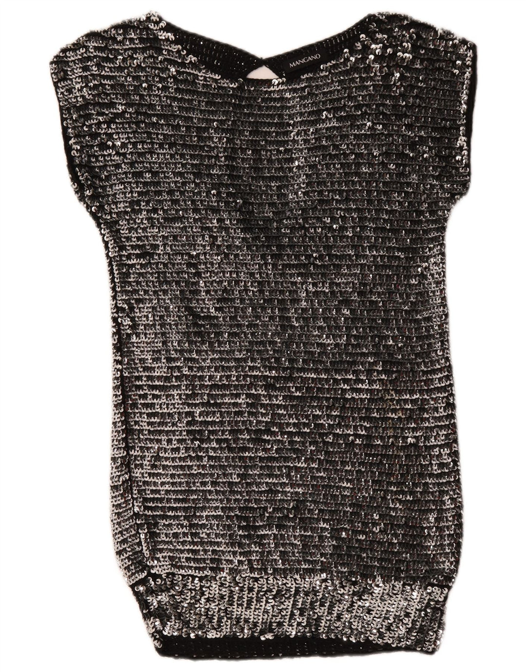 Mangano Dame Paillet Bodycon Kjole UK 14 Medium Sølvuld