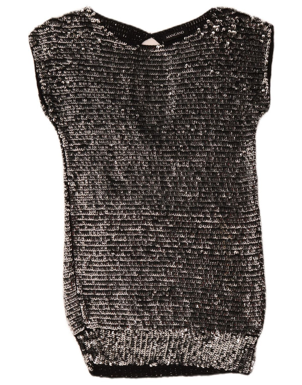 Mangano Dame Paillet Bodycon Kjole UK 14 Medium Sølvuld