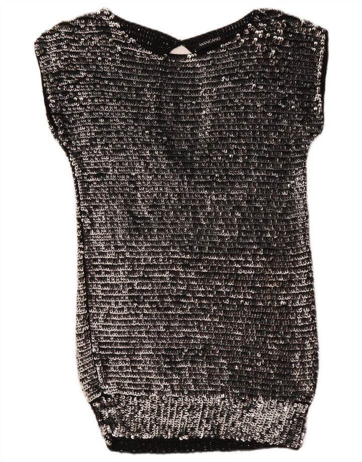 Mangano Dame Paillet Bodycon Kjole UK 14 Medium Sølvuld