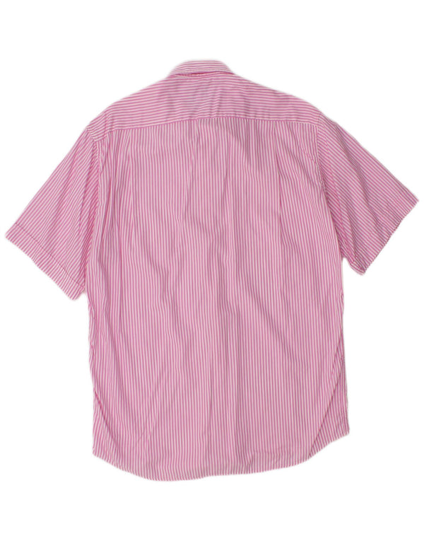 Enara Camice Mens Short Sleeve Shirt Medium Pink Striped Cotton