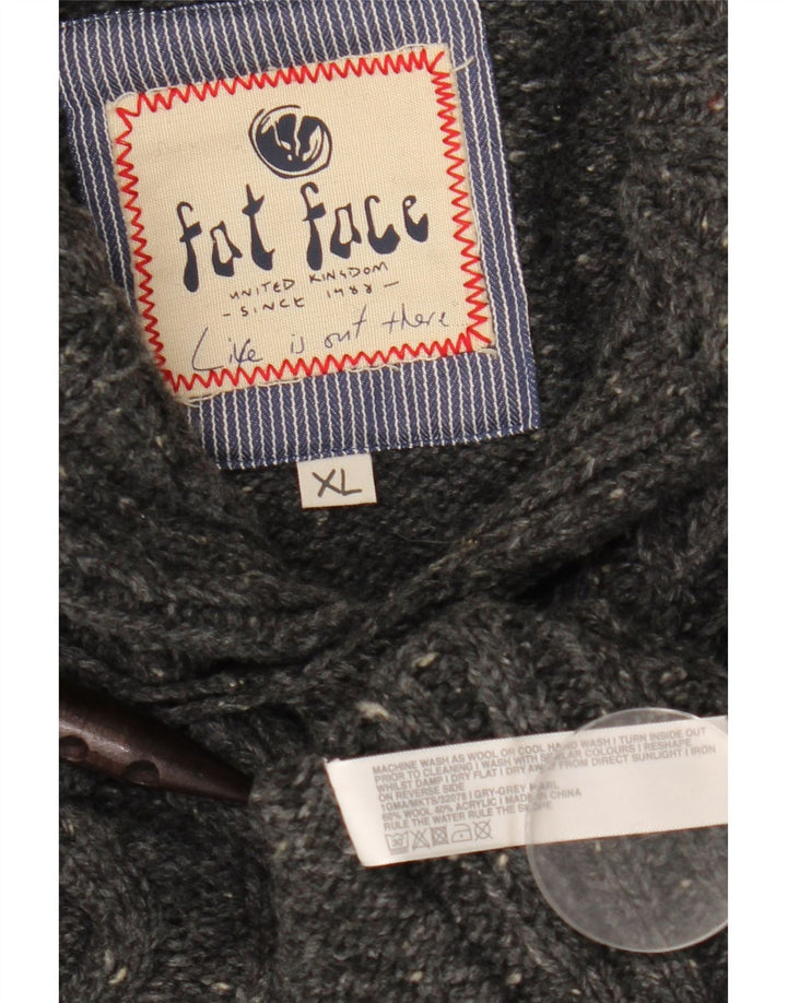 Fat Face Herre Shawl Neck Jumper Sweater XL Grå Flecked Wool
