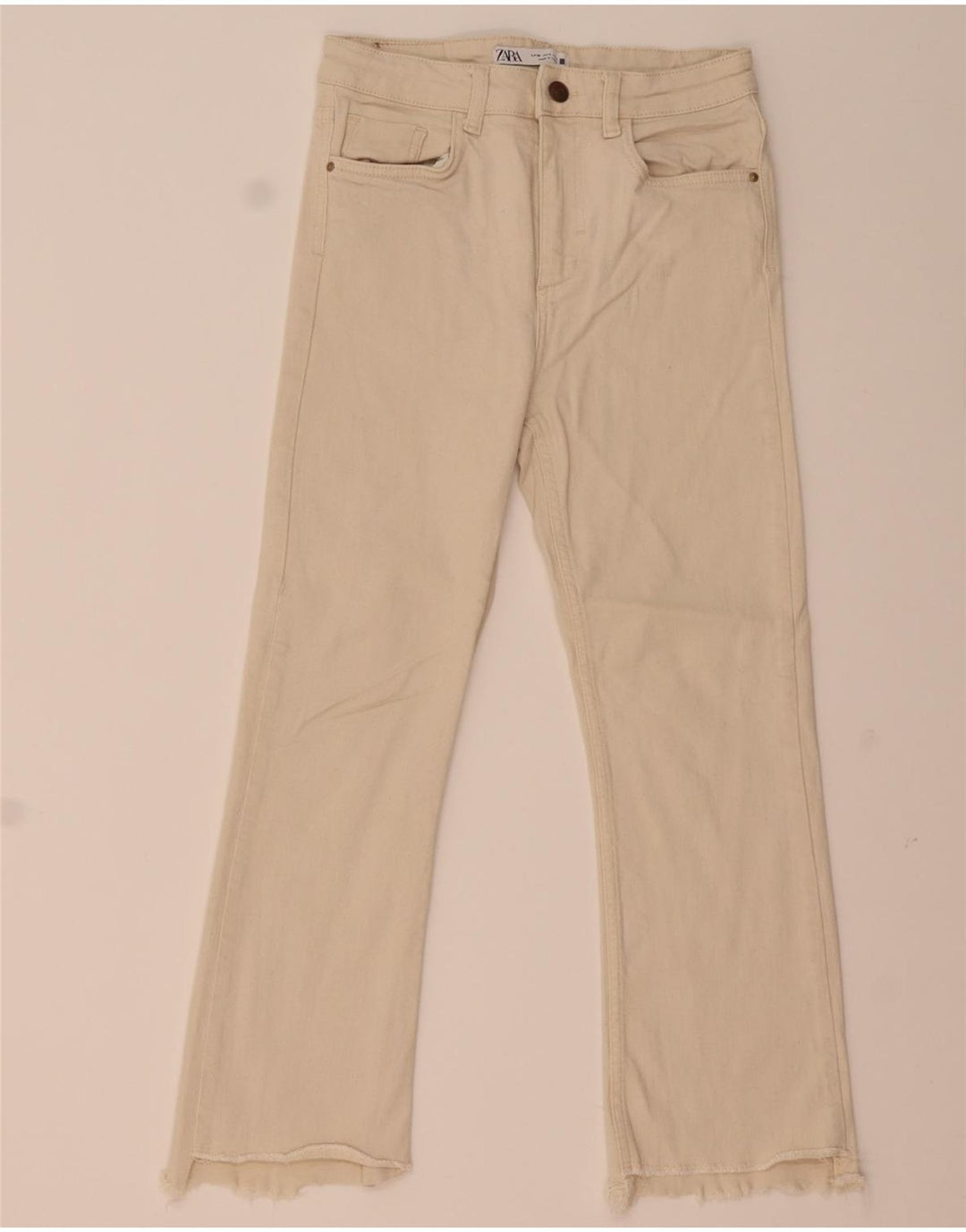 Zara Dame Crop Bootcut Jeans EU 38 Medium W28 L24 Beige