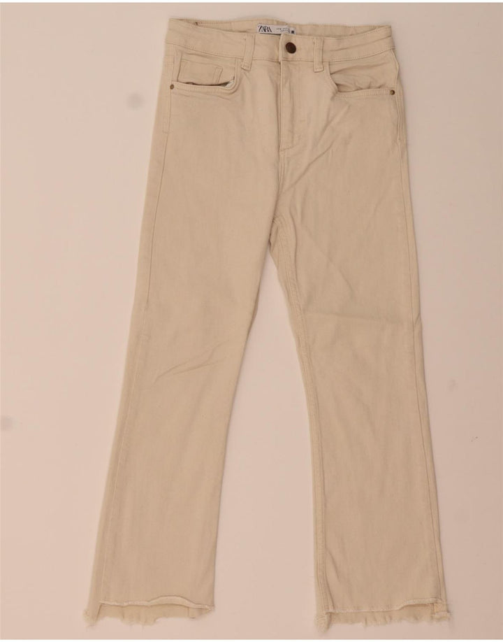 Zara Dame Crop Bootcut Jeans EU 38 Medium W28 L24 Beige