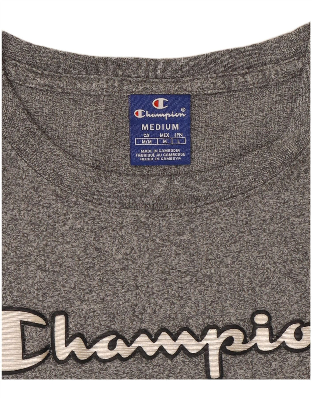 Champion Dame Grafisk T-Shirt Top UK 12 Medium Grå