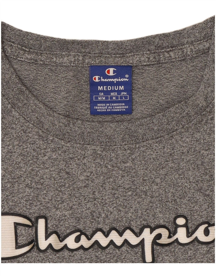 Champion Dame Grafisk T-Shirt Top UK 12 Medium Grå