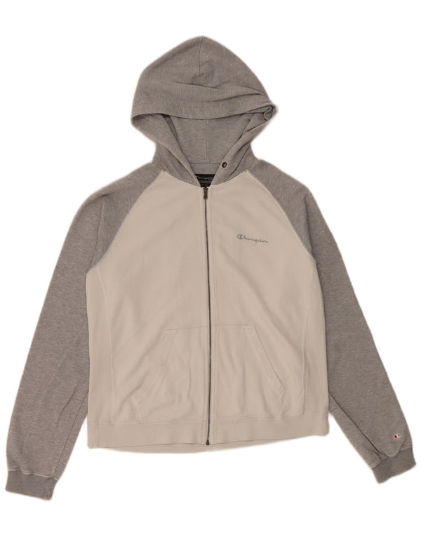 CHAMPION Dame-hættetrøje med lynlås UK 14 Medium White Colourblock Bomuld