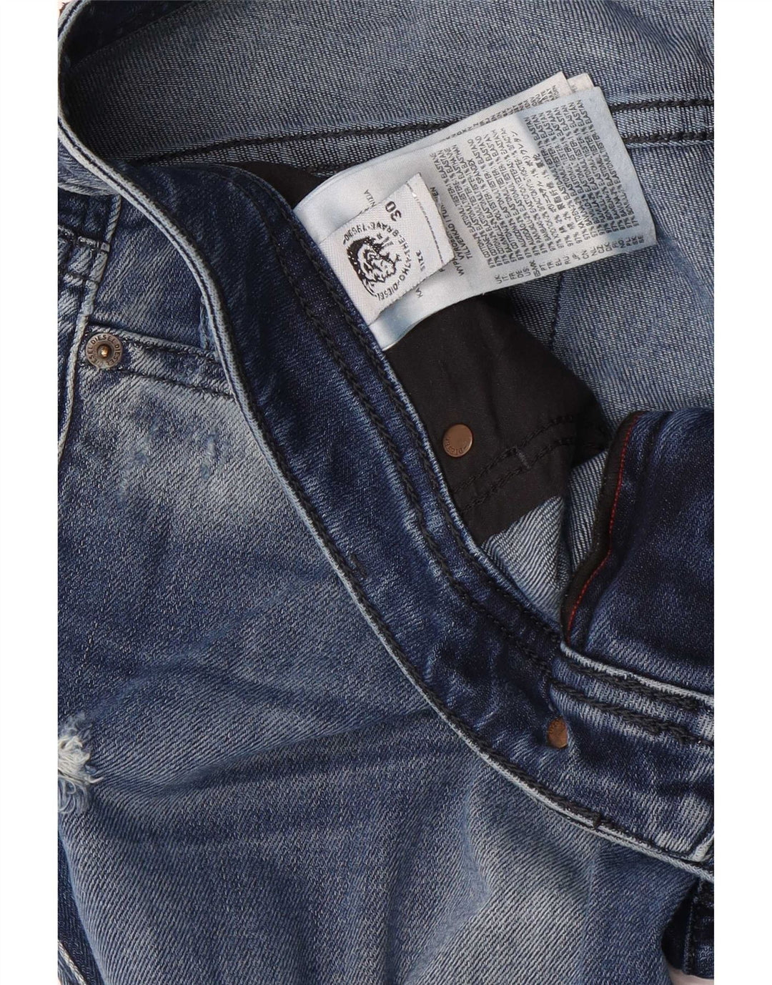 Diesel Herre Distressed Slim Jeans W30 L32 Blå Bomuld