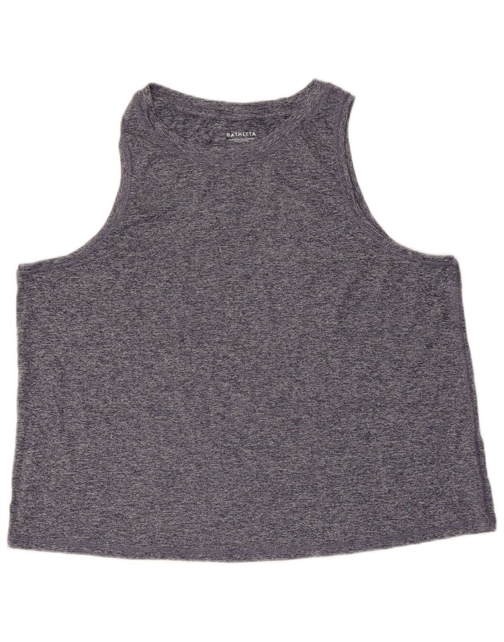 ATHLETA Womens Crop Vest Top UK 18 XL Navy Blue Flecked Polyester
