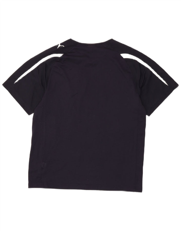 PUMA Grafisk T-shirt til mænd, mellemblå marineblå Colourblock Polyester