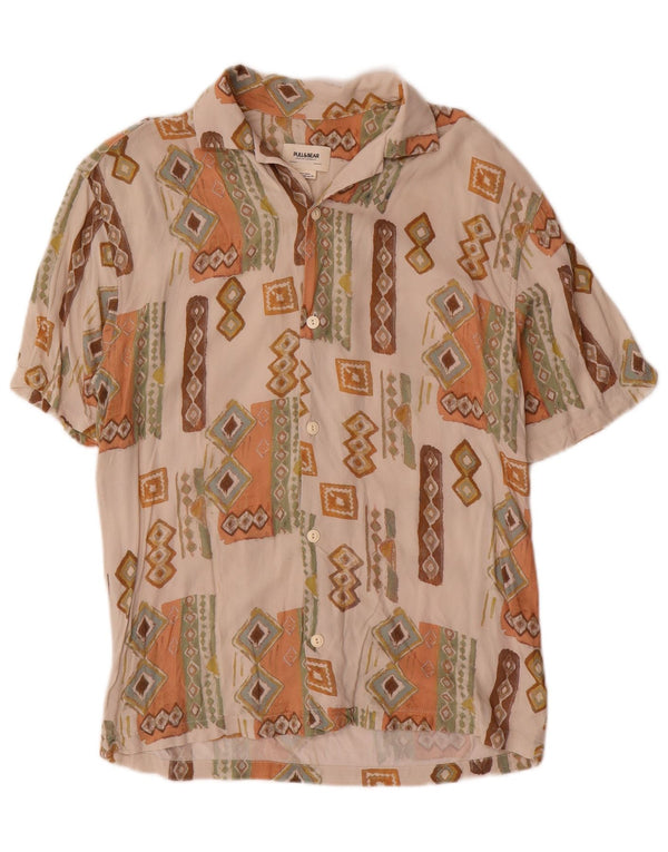 Pull & Bear Kortærmet Herreskjorte XS Beige Geometrisk