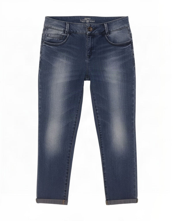 Esprit Dame Medium Rise Capri Skinny Jeans W30 L22 Blå Bomuld