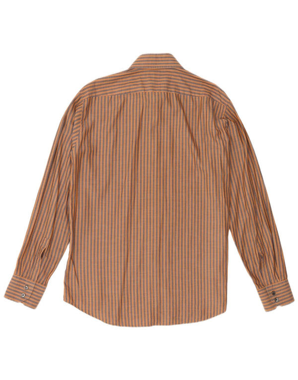 Hugo Boss Mens Shirt Size 42 16 1/2 Large Brown Pinstripe Cotton