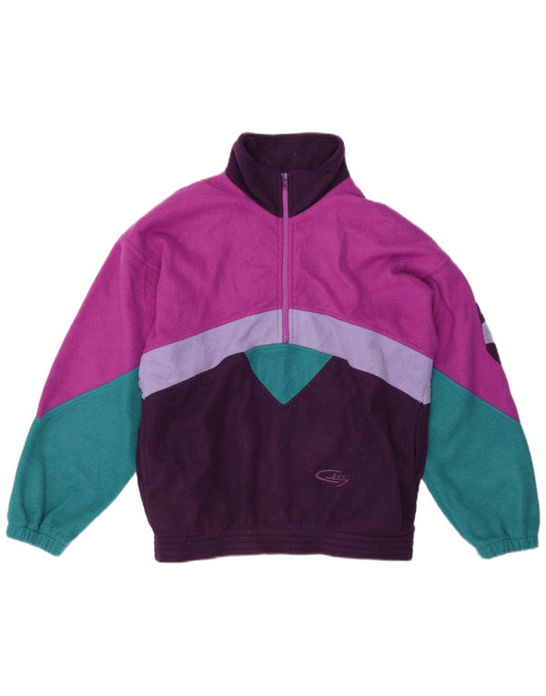 Vintage fleecetrøje med lynlås til piger 13-14 år Flerfarvet Colourblock
