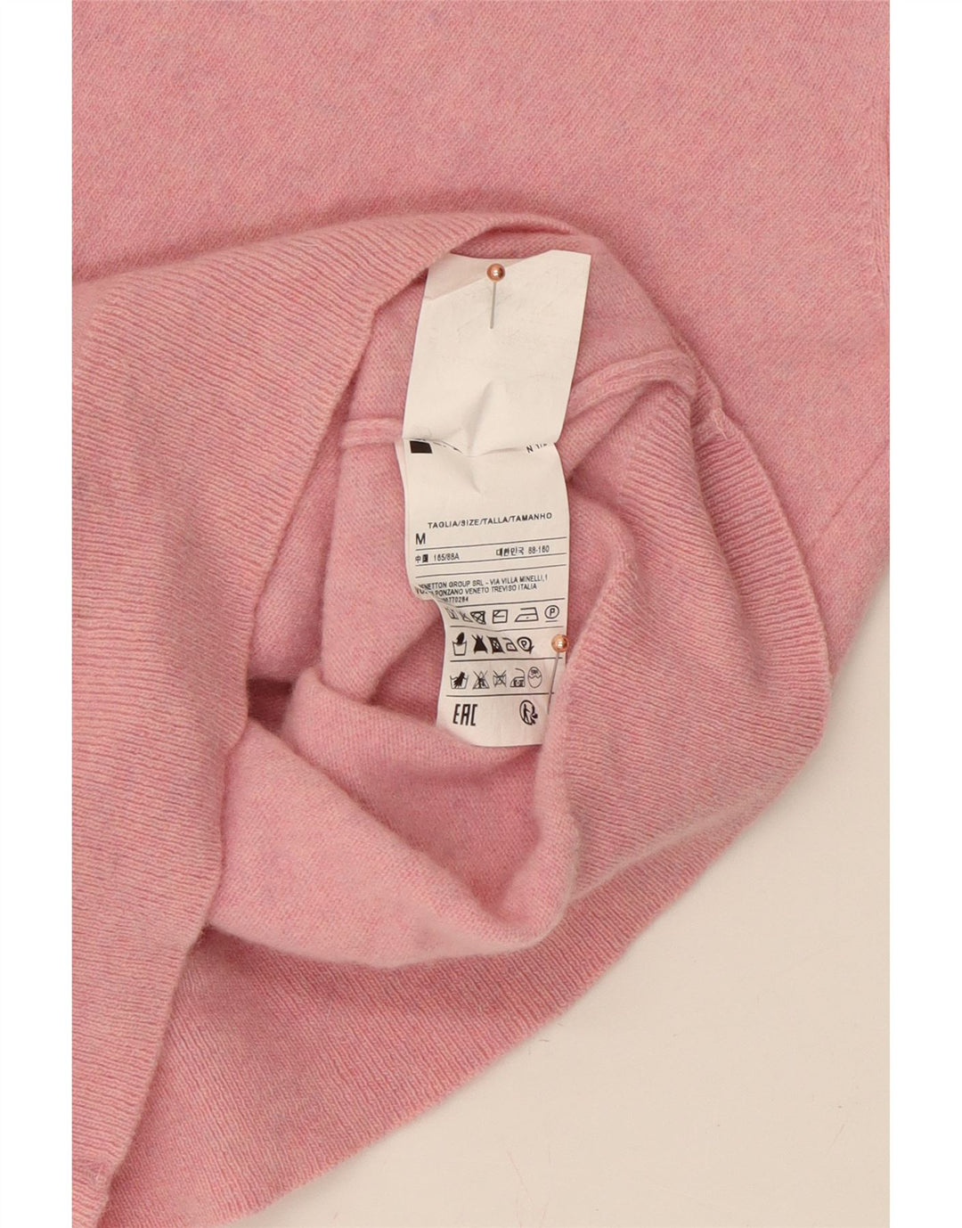 BENETTON Womens Boat Neck Jumper Sweater UK 12 Medium Pink Wool Vintage Benetton and Second-Hand Benetton from Messina Hembry 