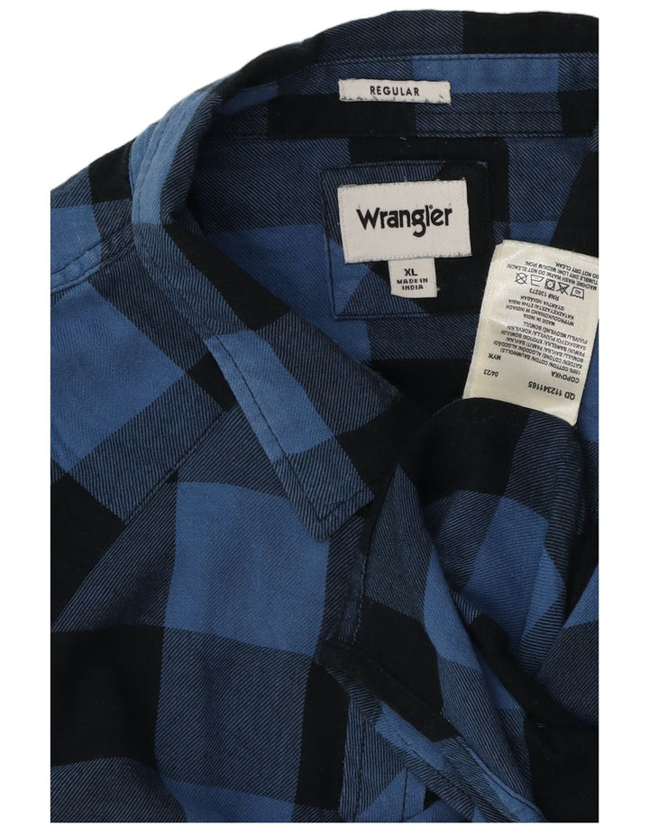 Wrangler Herre Regular Fit Flannel Shirt XL Blue Gingham Cotton
