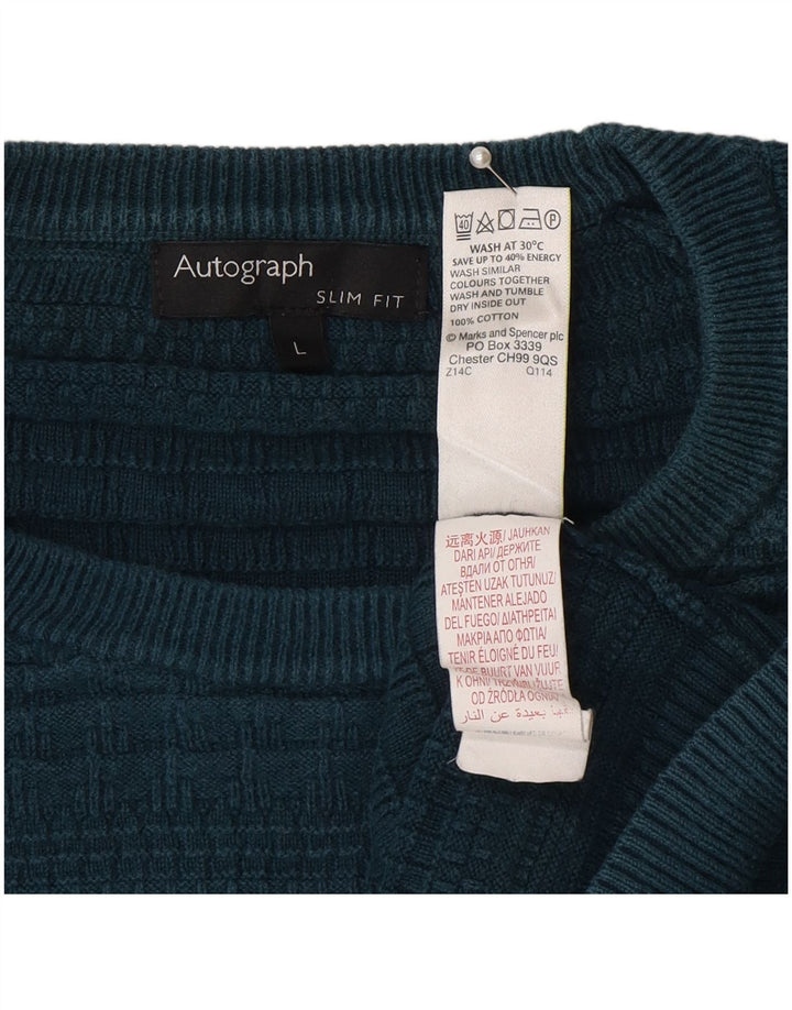Marks & Spencer Herre Autograph Slim Fit Crew Neck trøje Sweater Large Blue