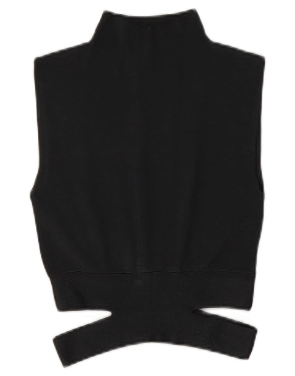 Zara Dame Ærmeløs Knit Crop Top UK 10 Small Grey