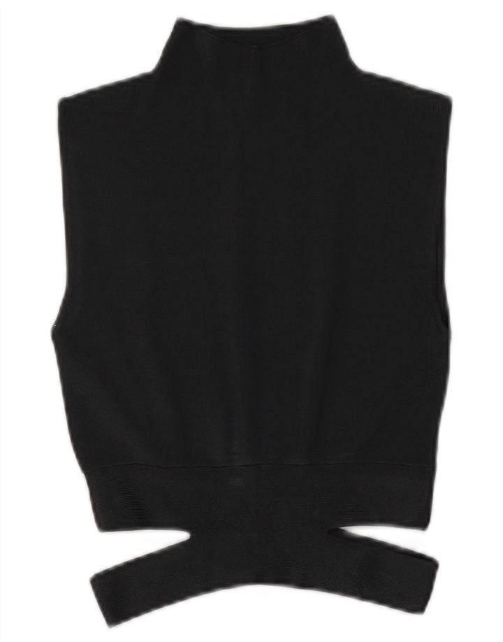 Zara Dame Ærmeløs Knit Crop Top UK 10 Small Grey