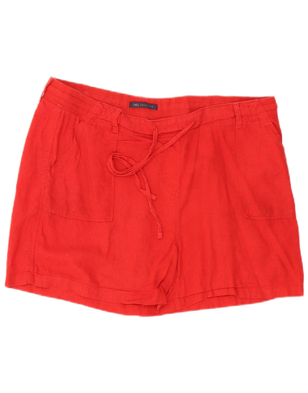 Marks & Spencer Kvinder Casual Shorts UK 16 Large W38 Red Linen