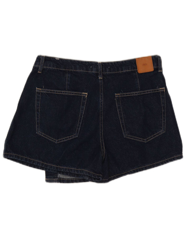 Zara Dame Denim Shorts Medium W28 Navy Blue Bomuld