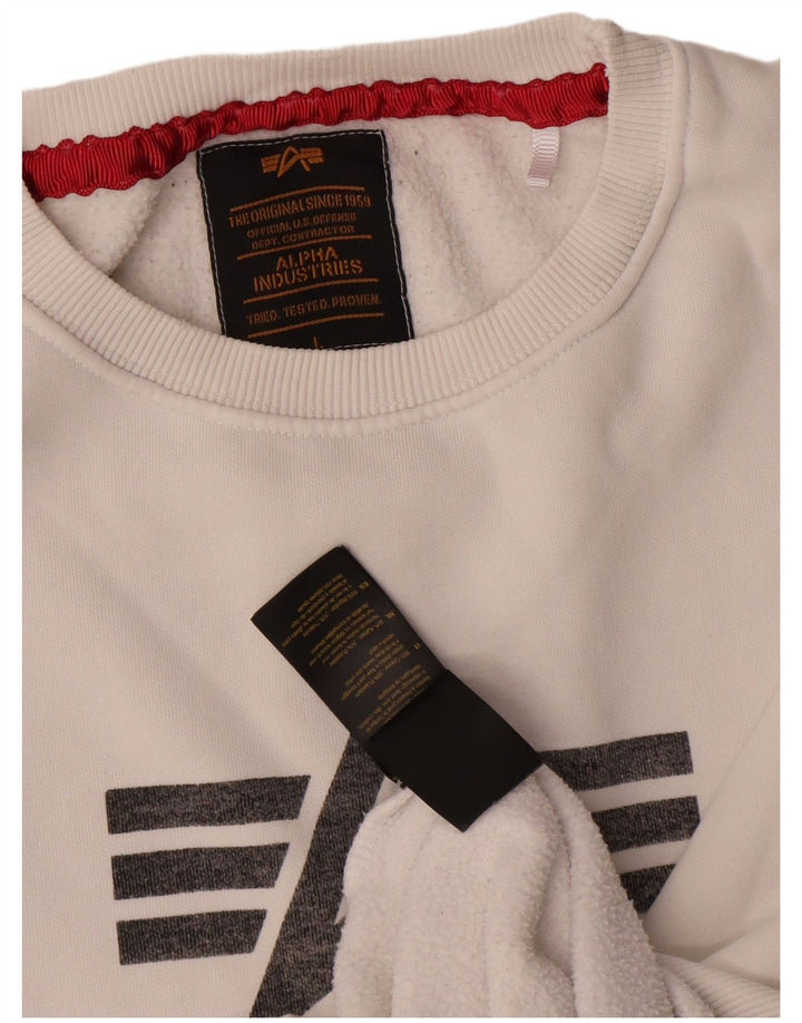 Alpha Industries Herre Grafisk Sweatshirt Jumper Stor Hvid Bomuld