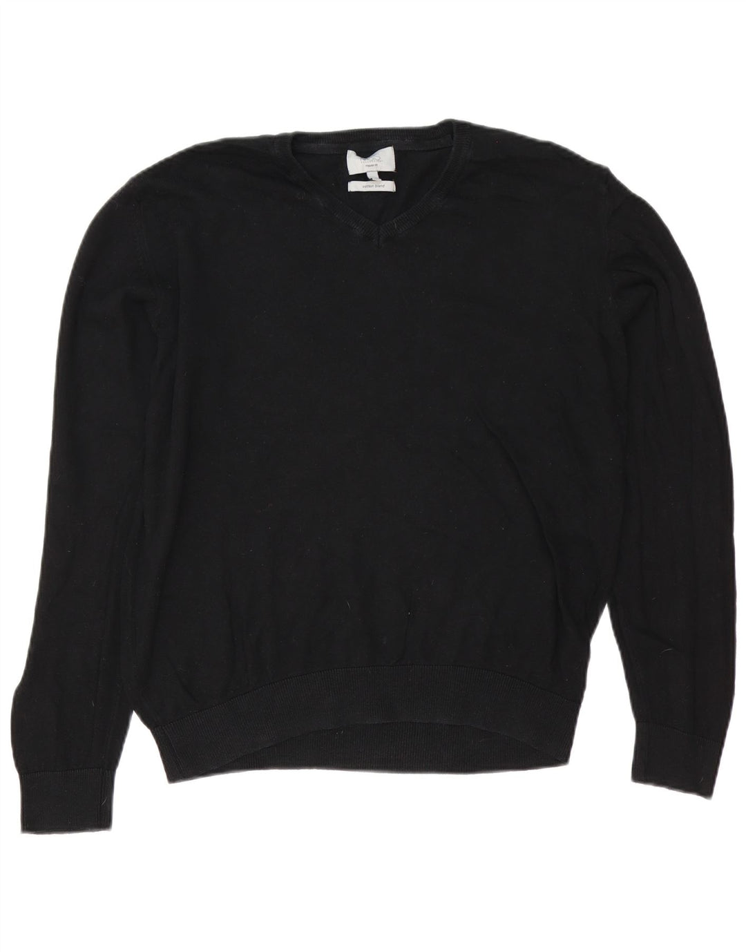 Marks & Spencer Herre Regular Fit V-hals sweater Stor sort bomuld