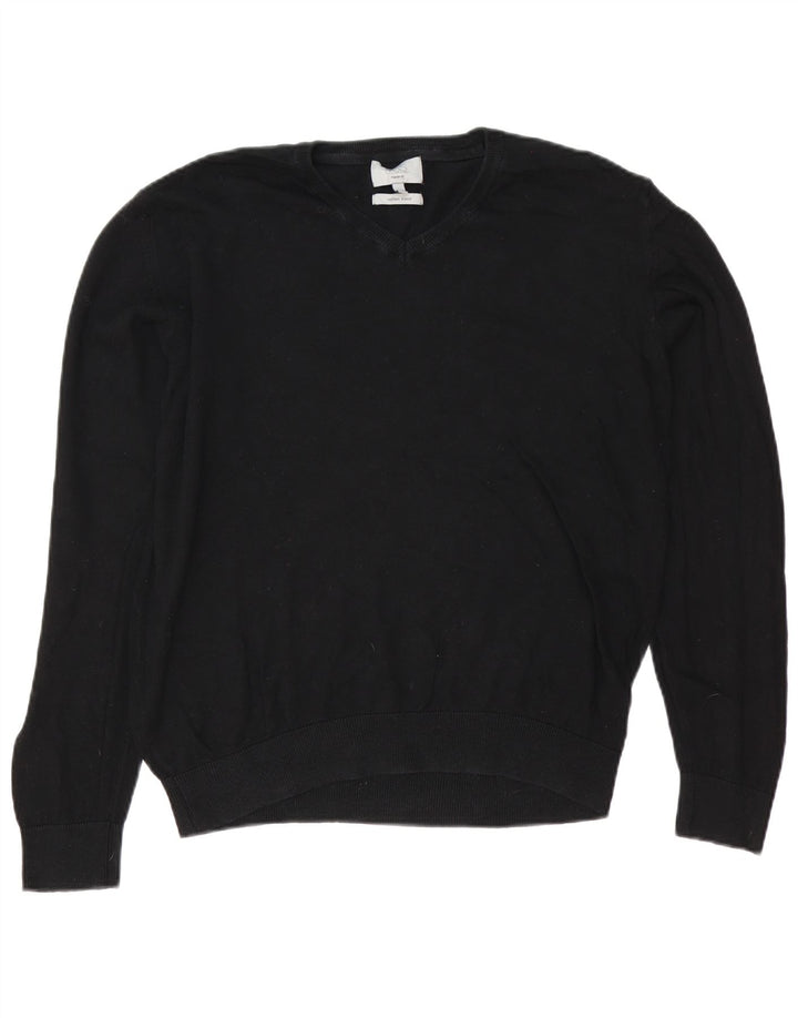 Marks & Spencer Herre Regular Fit V-hals sweater Stor sort bomuld