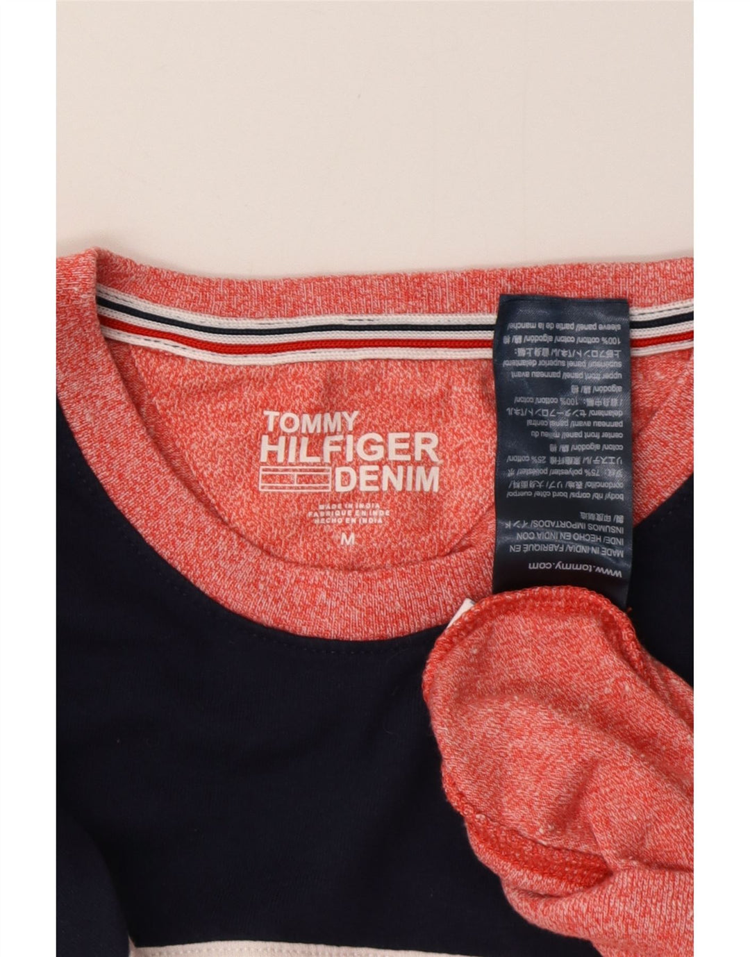 TOMMY HILFIGER Sweatshirt-trøje til kvinder UK 14 Medium Rød Colourblock
