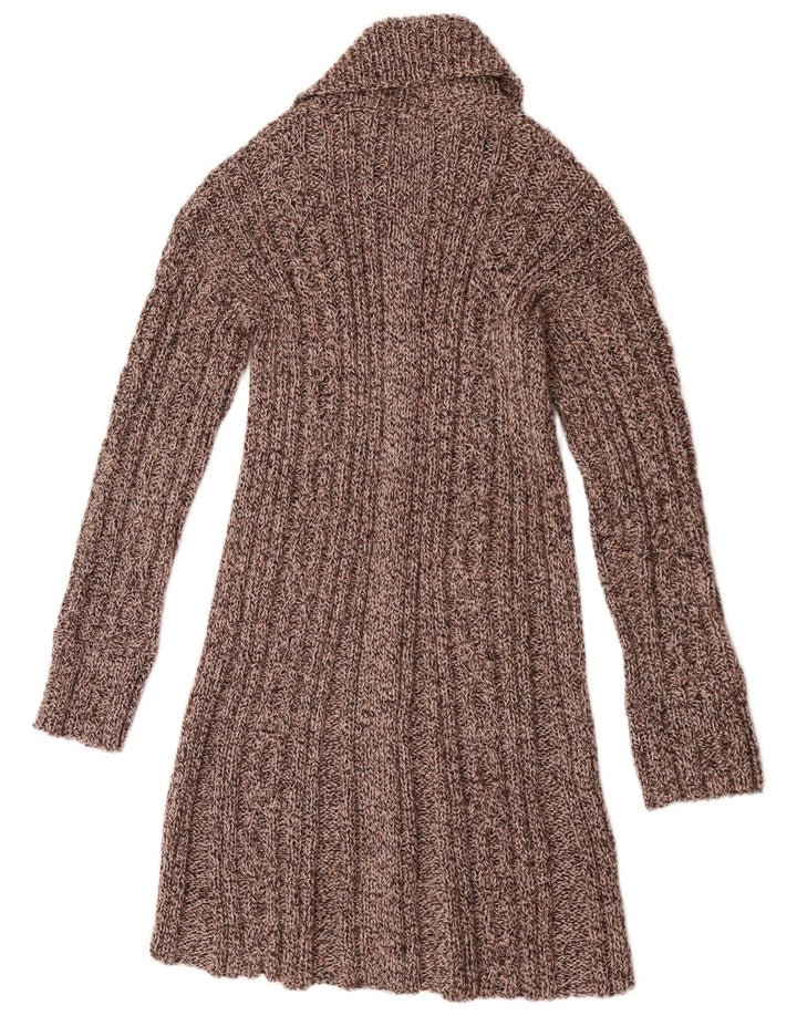 Vintage Dame Longline Cardigan Sweater UK 14 Medium Brown