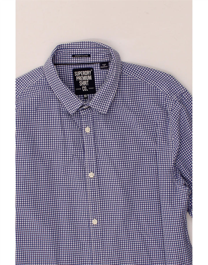 SUPERDRY Mens Modern Classic Fit Shirt Medium Navy Blue Gingham Cotton Vintage Superdry and Second-Hand Superdry from Messina Hembry 