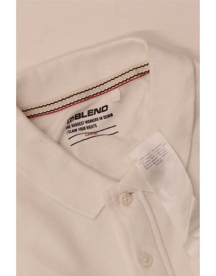 Blend herre poloshirt stor hvid stribet bomuld