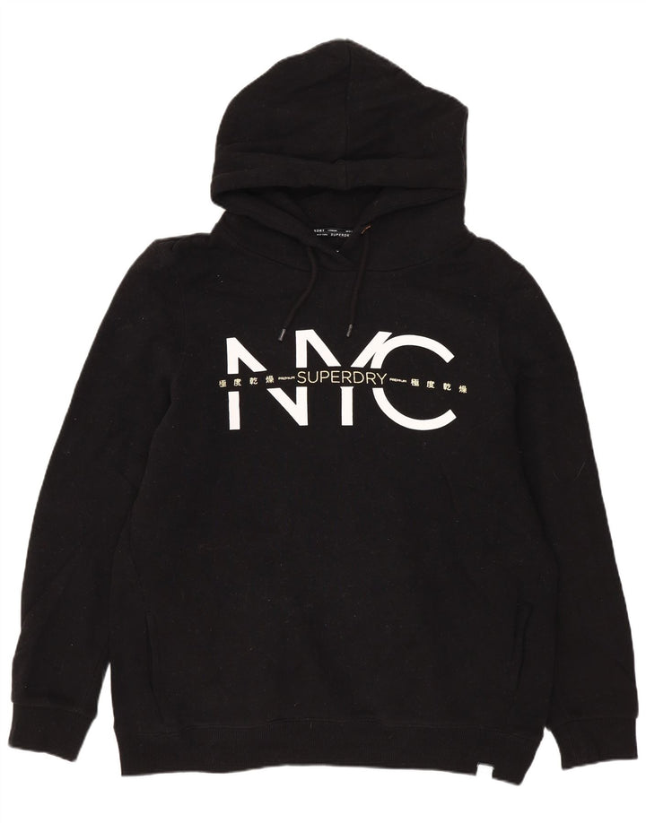 SUPERDRY Oversized grafisk hættetrøje til kvinder UK 10 Small Black