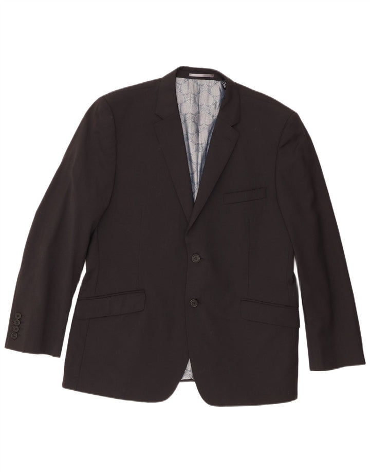 Ted Baker Herre 2 Button Blazer Jacket UK 42 XL Sort Uld