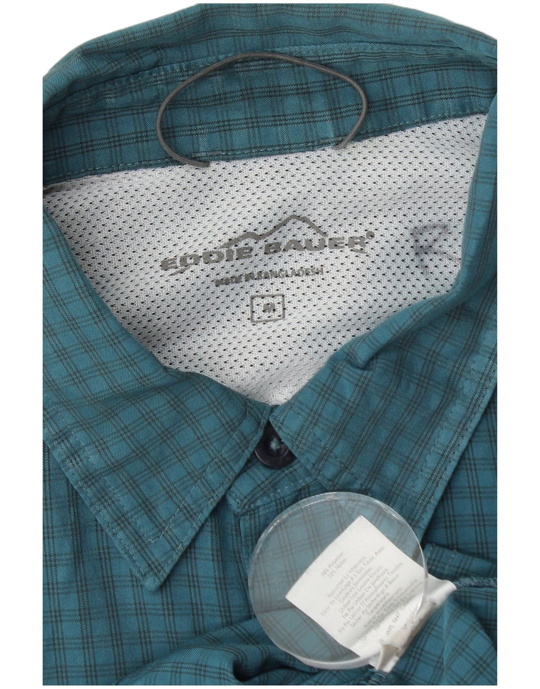 EDDIE BAUER Kortærmet Herreskjorte Medium Blue Gingham Polyester