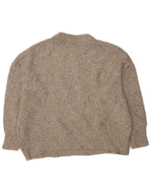 Zara Dame Oversized Crew Neck Jumper Sweater UK 14 Medium Grey Flecked