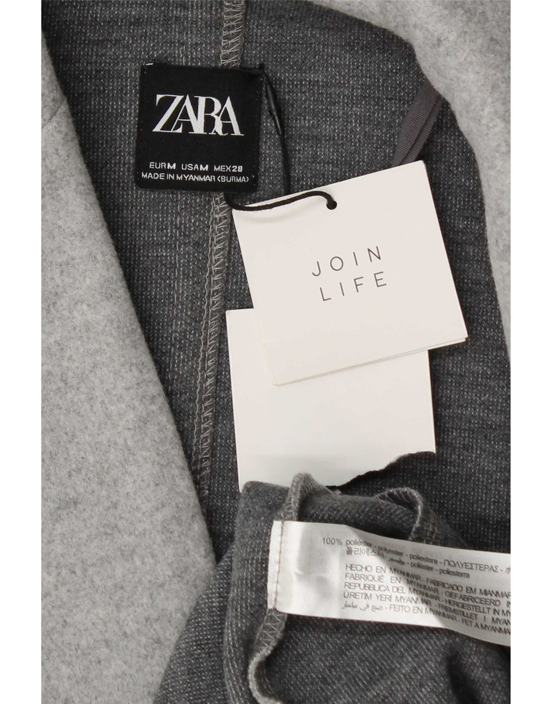 Zara Womens Open Overcoat UK 14 Medium Grey Polyester