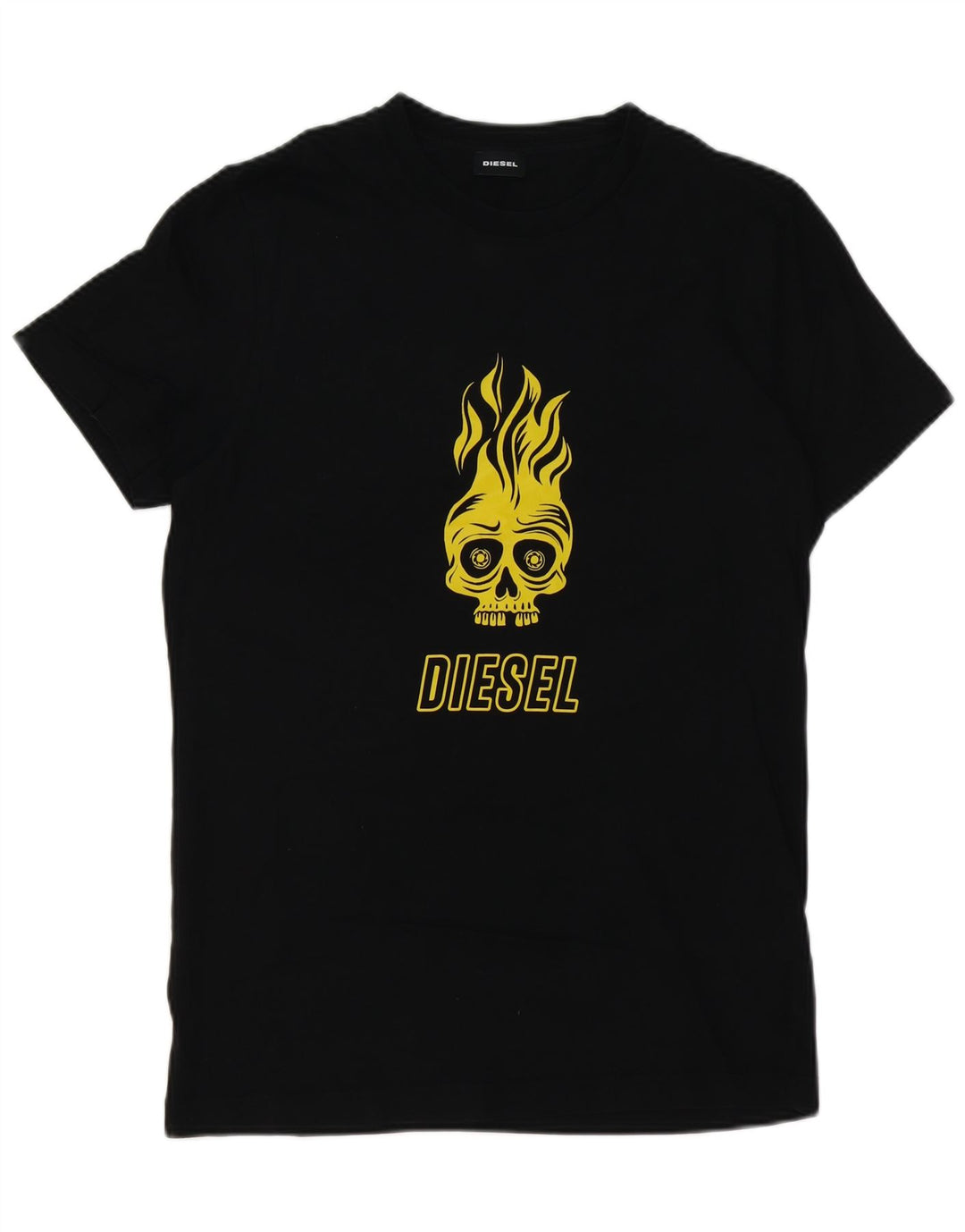 DIESEL Herre Grafisk T-Shirt Top Stor Sort Bomuld