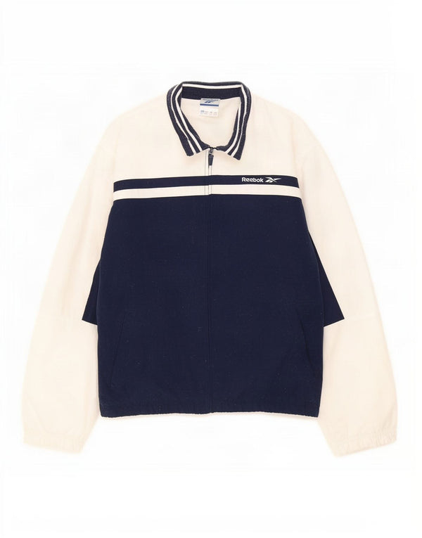 Reebok træningsdragt topjakke til kvinder UK 12 Medium Navy Blue Colourblock