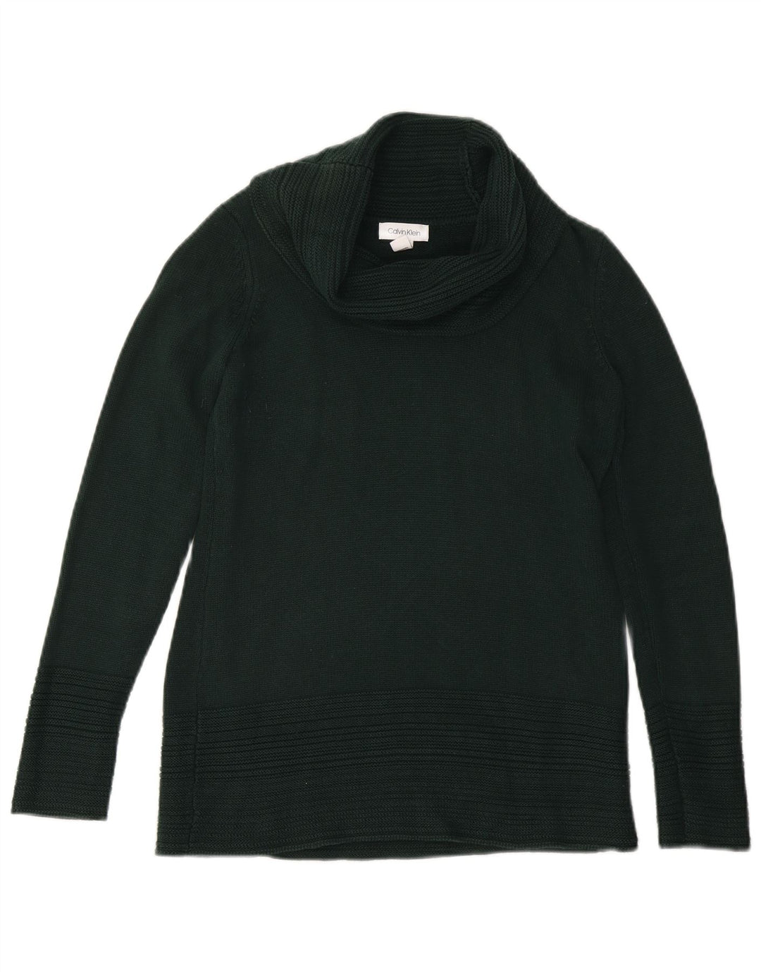 CALVIN KLEIN Dame Rullehals sweater UK 10 Lille grøn bomuld