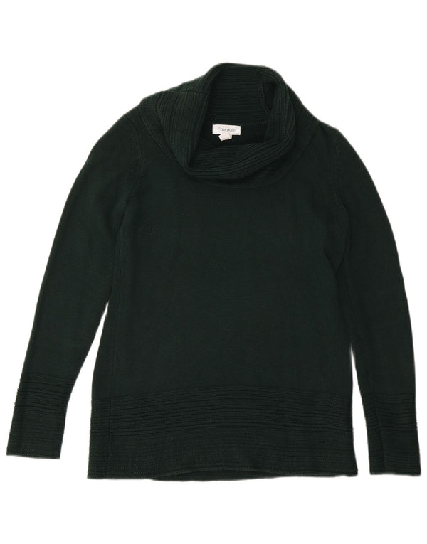 CALVIN KLEIN Dame Rullehals sweater UK 10 Lille grøn bomuld
