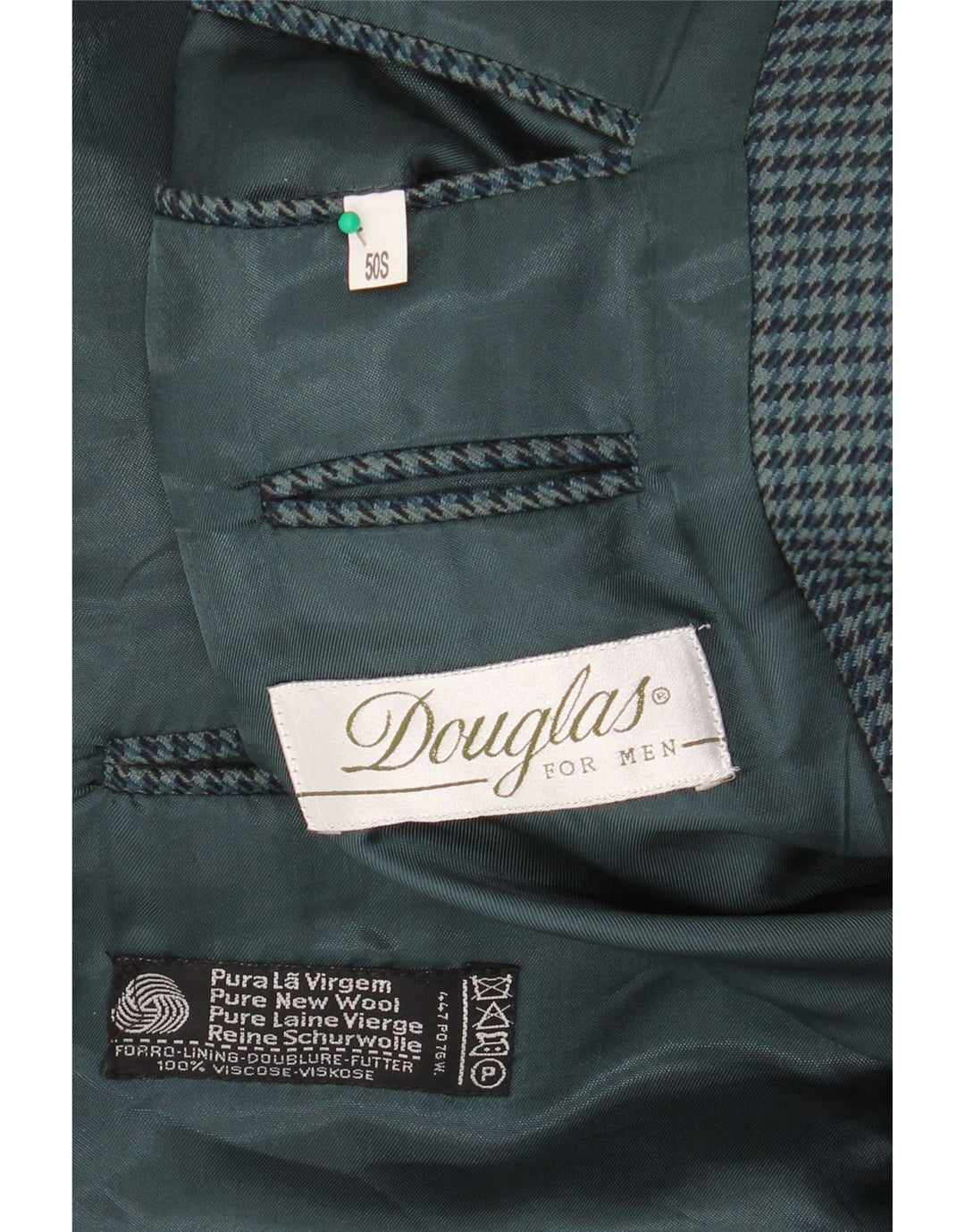 Douglas Herre 2-knaps blazerjakke IT 50 Large Green Houndstooth