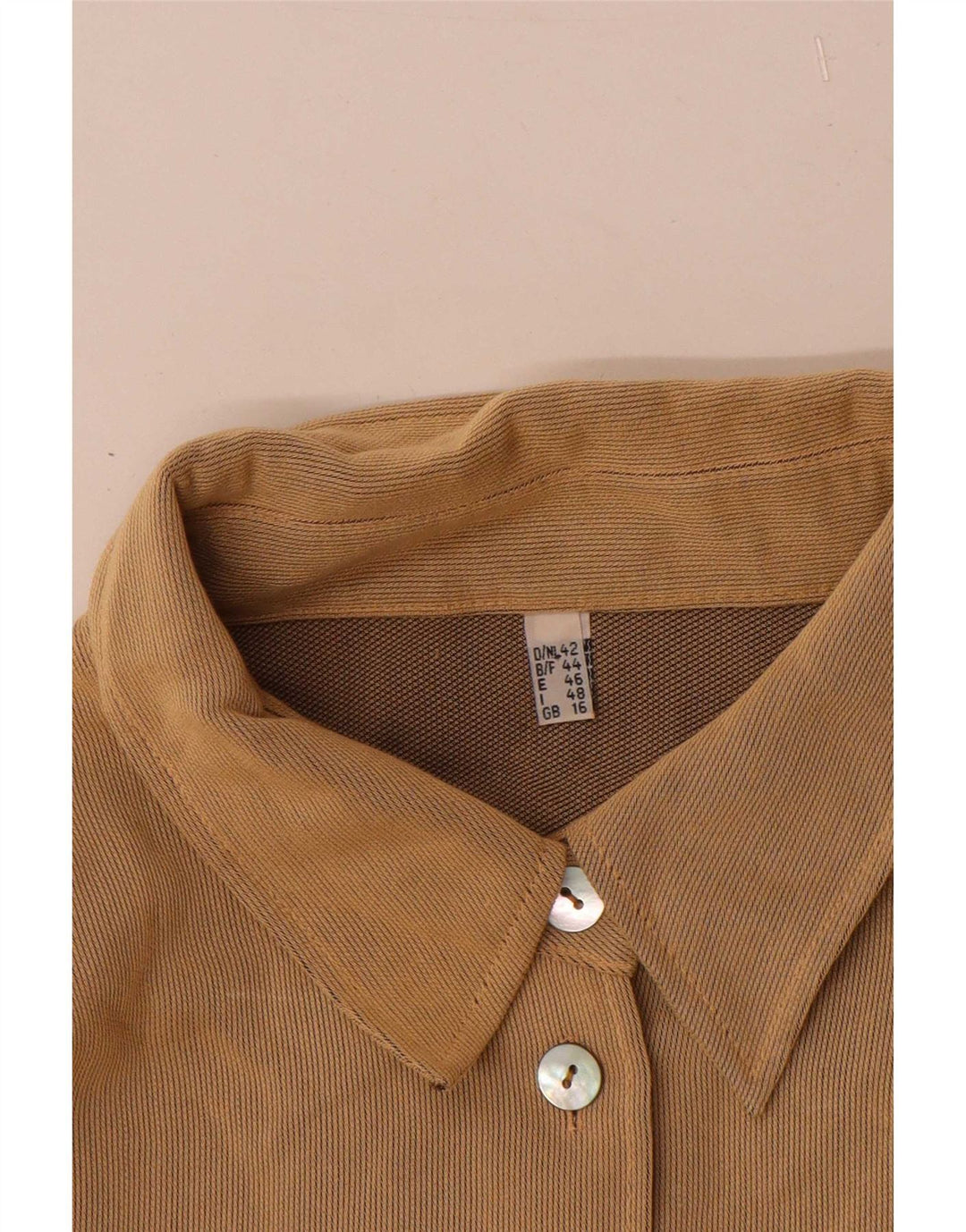 Vintage Dame Longline Skjorte UK 16 Large Beige Viscose