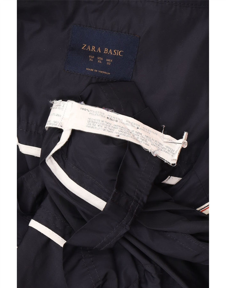 Zara Dame Hooded Utility Jacket UK 18 XL Navy Blue Polyester