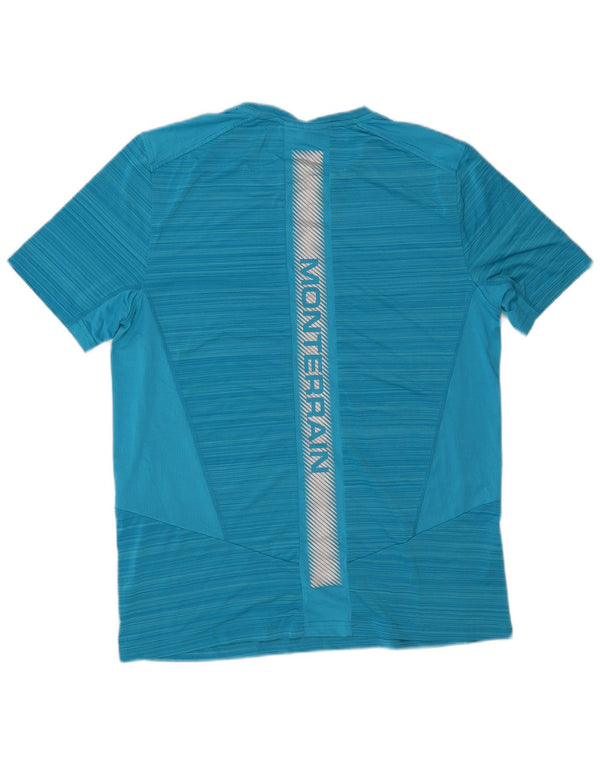 Monterrain Herre grafisk grafisk T-shirt top mellemblå stribet polyester