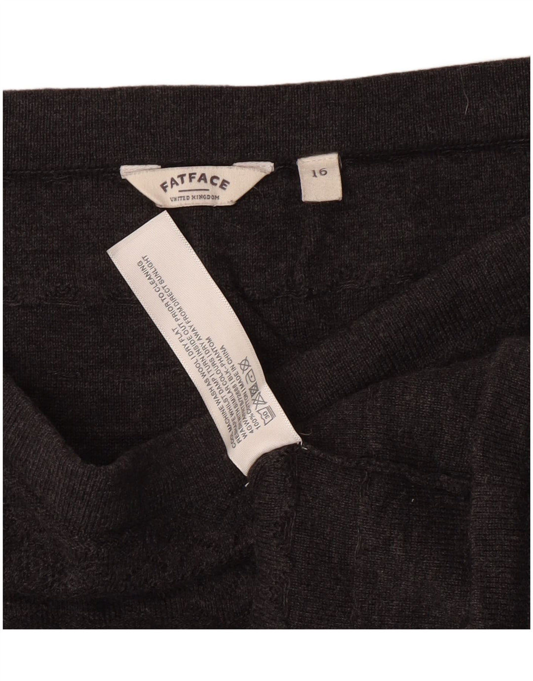 Fat Face Dame Højtaljet Mininederdel UK 16 Large W30 Grey Cotton Classic