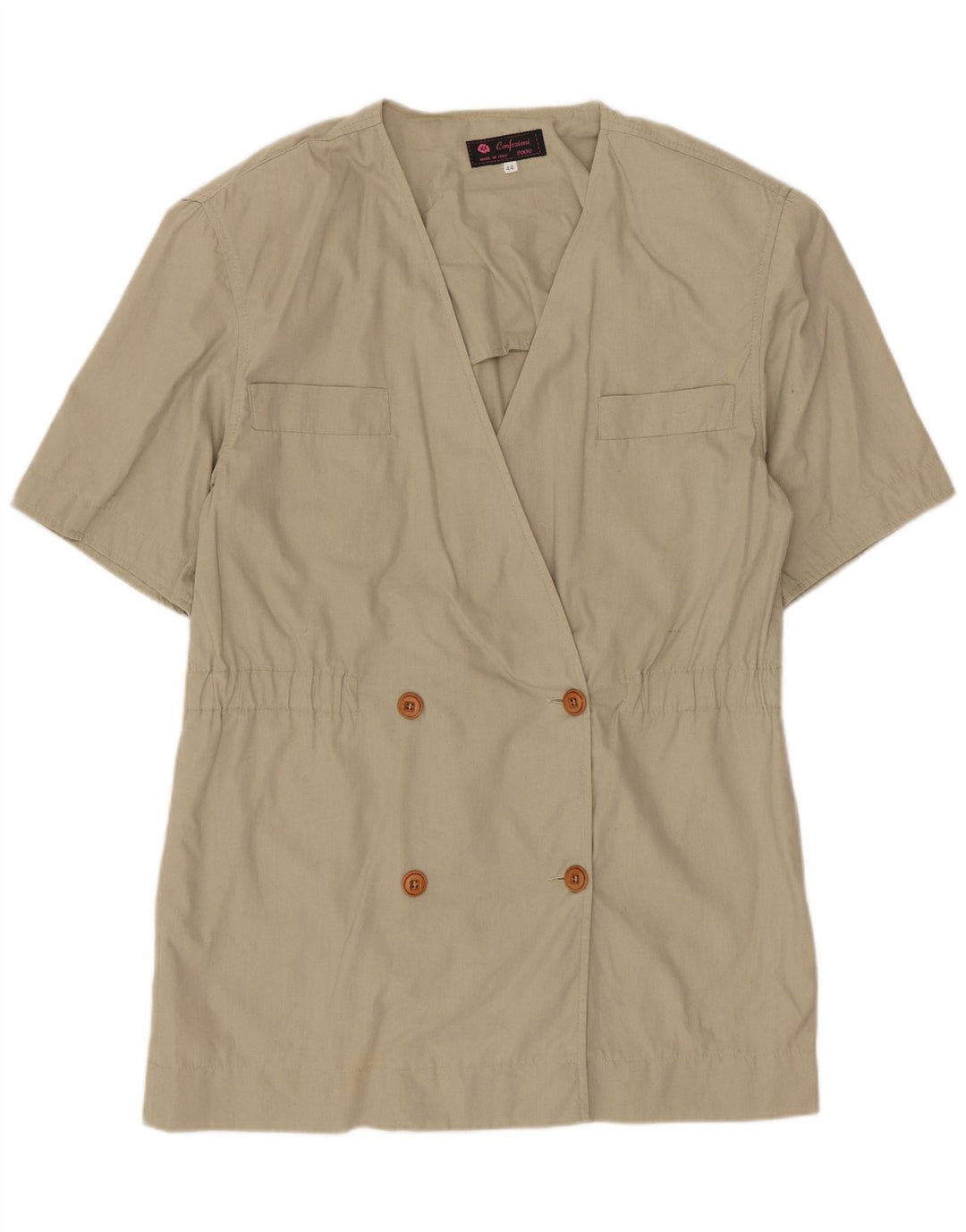 Vintage kortærmet blazerjakke til kvinder IT 44 Medium Beige