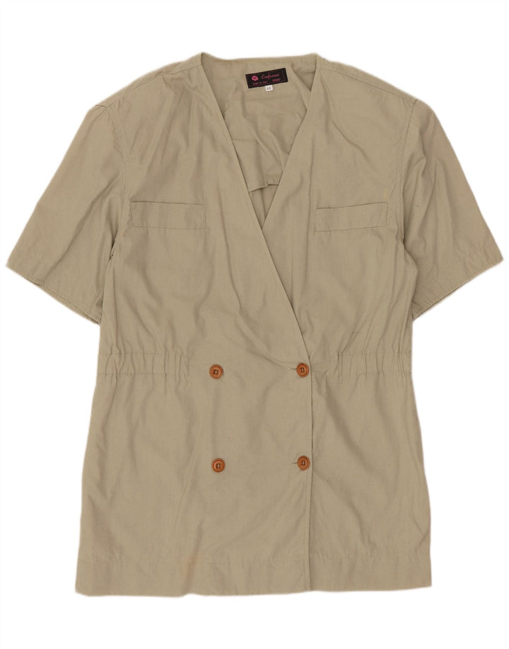 Vintage kortærmet blazerjakke til kvinder IT 44 Medium Beige